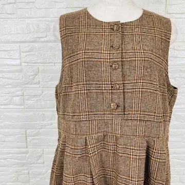 멀로 원피스 롱 체크 무늬 슬리브리스 L [ 2605-19 ]