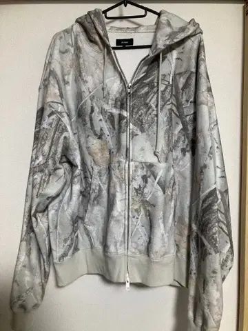 BEAMS / S 사이즈/트리 패턴 프린트 풀 지퍼 후디