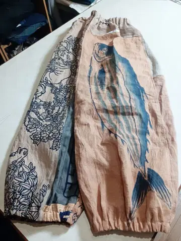 감즙 염색 손수건 몽페 팬츠 남녀 공용