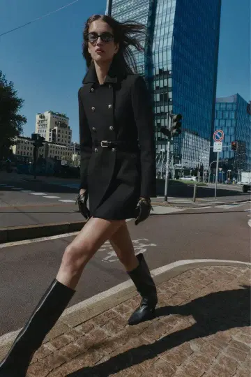 ZARA 택 포함 S 울 혼방 숏 기장 더블 브레스트 코트