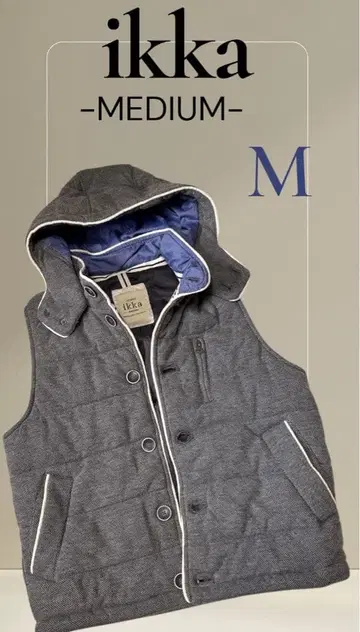 ikka (이카) 남성용 충전솜 베스트 후드 부착 그레이 M 사이즈