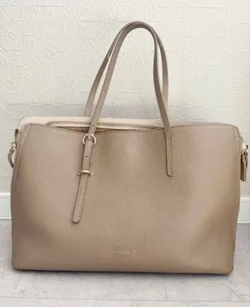 베이지 가죽 토트백