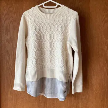 크로커다일 아이보리 케이블 짜임 니트 레이어드