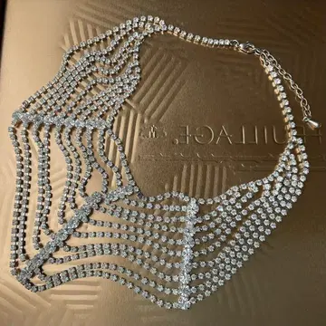 큐빅 목걸이 초커 사교 밸리댄스 실버