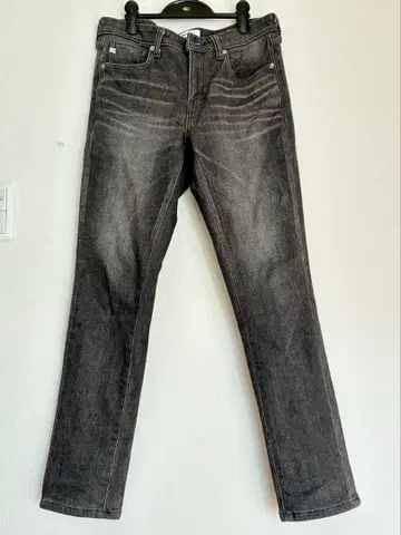 SOMETHING 스트레치 속기모 블랙 그레이 슬림 레그 데님 일본제