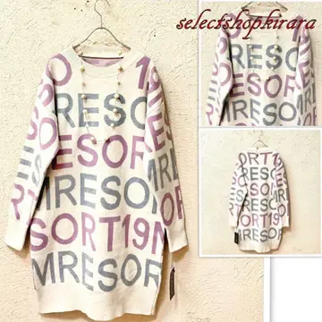 2025 신상 신축성 쫀득하고 부드러운 배색 로고 니트 원피스 F