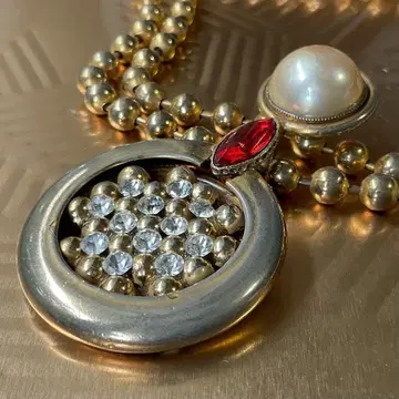 골드 롱 목걸이 프랑스 앤티크 빅 사이즈 모조 펄