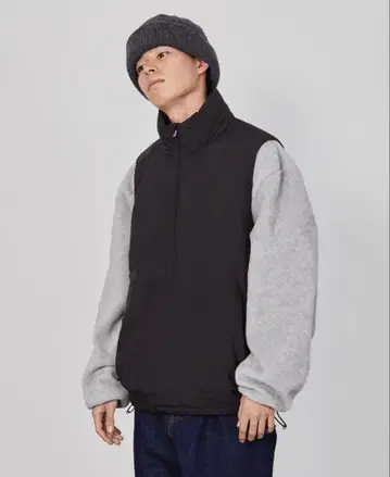 SO ORIGINAL HALF ZIP PADDING VEST(BLACK)