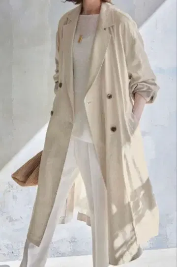 미사용 SLOBE IENA 소프트 린넨 더블 체스터 코트