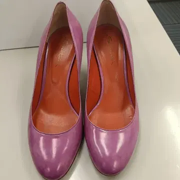 산토니 퍼플 가죽 스틸레토 펌프스