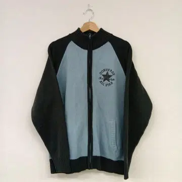 CONVERSE 집업 저지 블랙/블루 사이즈 LL 미사용 새상품 택 있음