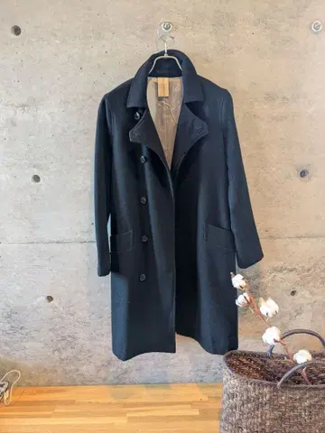 블랙 미들 롱 코트 nitoca