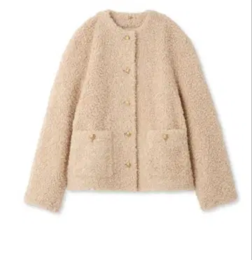 Mila Owen 금장 버튼 노카라 컴팩트 보아 자켓