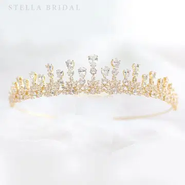 STELLA BRIDAL 큐빅 지르코니아 티아라 니콜라 골드