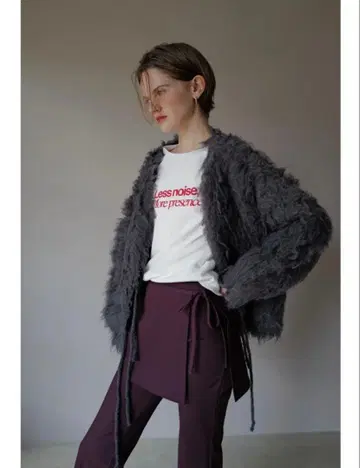 미사용 TRUNC Fluffy Ribbon Cardigan