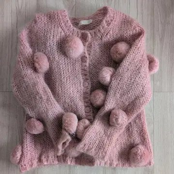 핑크하우스 가디건 모자 꽁지