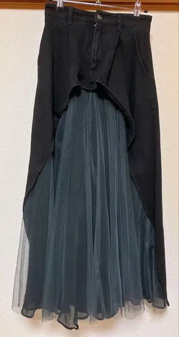 LA BELLE ETUDE 데님 x 튤 쉬폰 와이드 팬츠