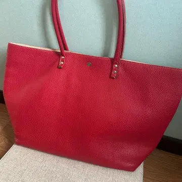 크림 컴퍼니 가죽 빨간색 토트백