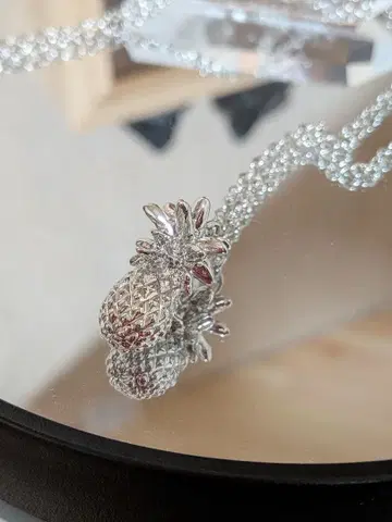 파인애플 모티브 실버 목걸이