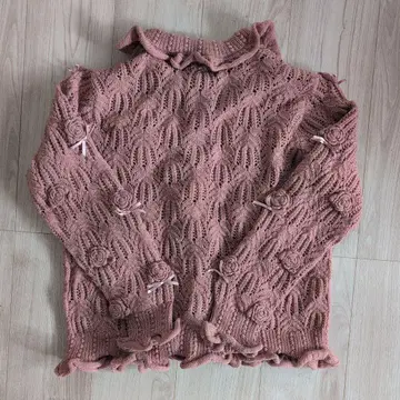 핑크하우스 가디건 꽃 모티브