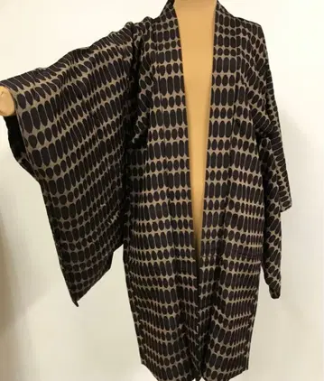 앤티크 의 긴 겉옷 기하학 패턴 기모노 레트로