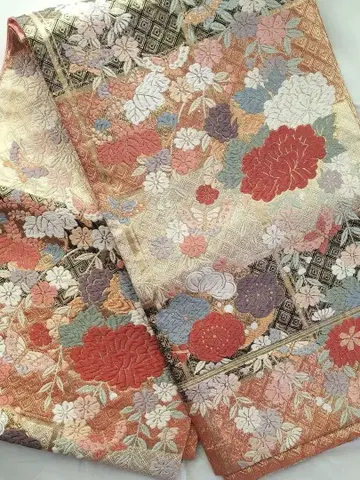 선명한 꽃무늬 후쿠로 오비