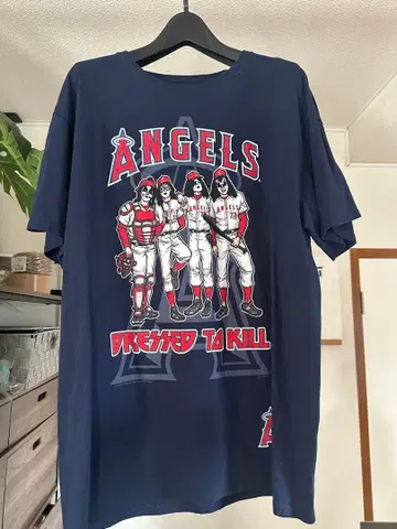 ANGELS 야구 구제 의류 T셔츠 L 네이비