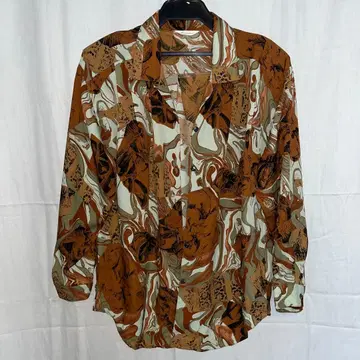 브라운 패턴 셔츠 빈티지