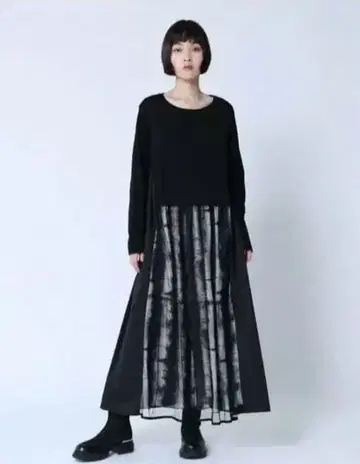 LASUD 액티브 긴팔 롱 원피스