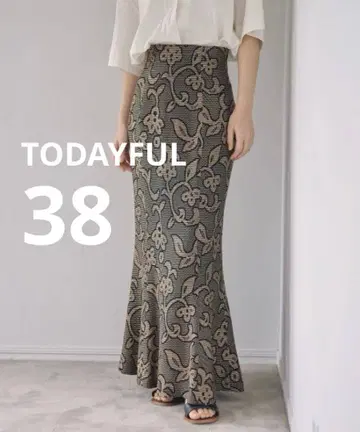 todayful 자카드 리프 펜슬 스커트