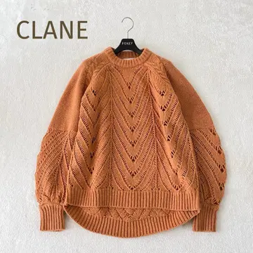 새상품급 CLANE 오픈워크 케이블 니트 탁한 오렌지 원사이즈