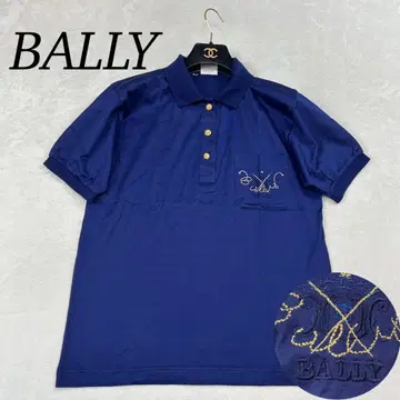 J985 새상품급 M 발리 로고 자수 골드 버튼 피케 셔츠 네이비 남성용