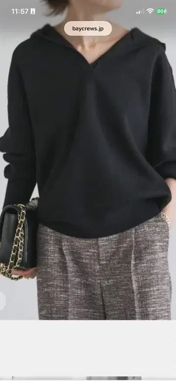 연결 턱 편직 후드 풀오버