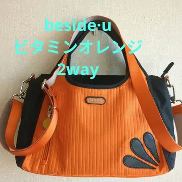 LA 비사이유 2way 오렌지 나일론 숄더, 핸드백, 토트백