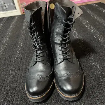 YOSUKE 블랙 브로그 부츠