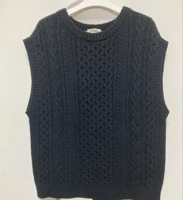 사이즈 0 AURALEE 100% 울 니트 베스트 네이비