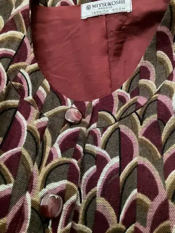 MITSUKOSHI 꽃무늬 7부 소매 무릎 기장 원피스