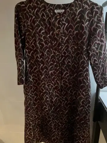 MITSUKOSHI 꽃무늬 7부 소매 무릎 기장 원피스