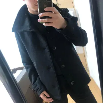 CAMBIO 블랙 피 코트 S