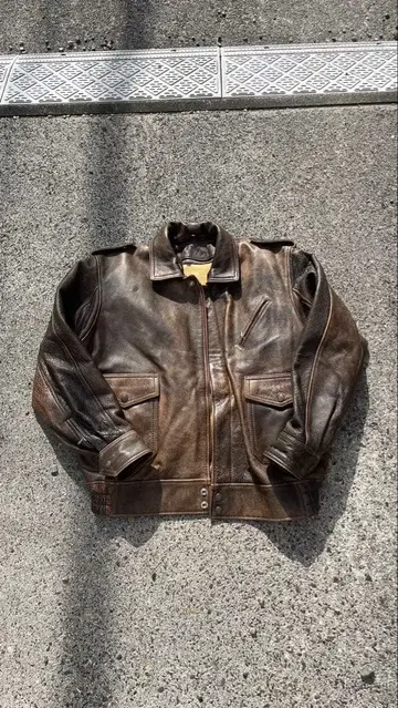 1990s 브라운 가죽 자켓