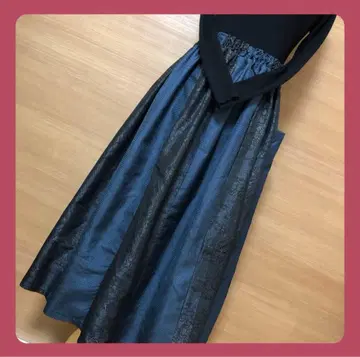 기모노 리메이크 순수 실크 오시마 명주 패치워크 롱 스커트