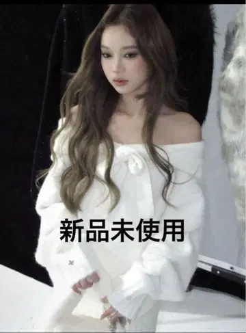 andwang 리본 오프 숄더 니트 세트