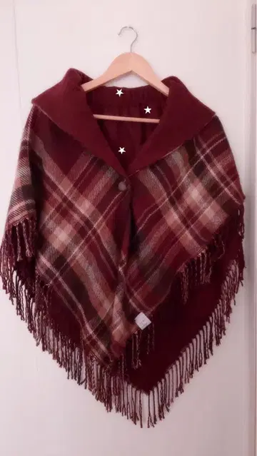 모리걸 페어리 그런지 빨간색 체크 판초