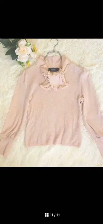 M'S GRACY 핑크 프릴 니트 38