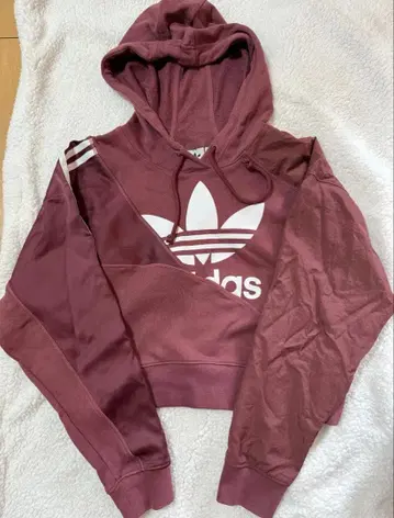 adidas 버건디 크롭 후드티