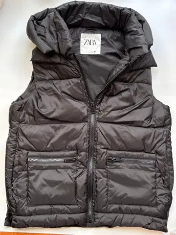 ZARA 탈부착 후드 부착 블랙 다운 베스트 [ 새상품급 ]