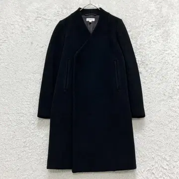 하이크 HYKE 롱 코트 노카라 멜톤 울 블랙 블랙 S