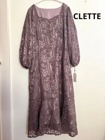 새상품 CLETTE 쿠레트 오리지널 전체 레이스 롱 원피스 LL 퍼플