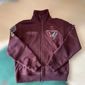AVIREX 버건디 저지 트랙 자켓