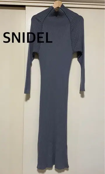 SNIDEL 스나이델 리브 니트 롱 원피스 양모 혼방 퍼플 F